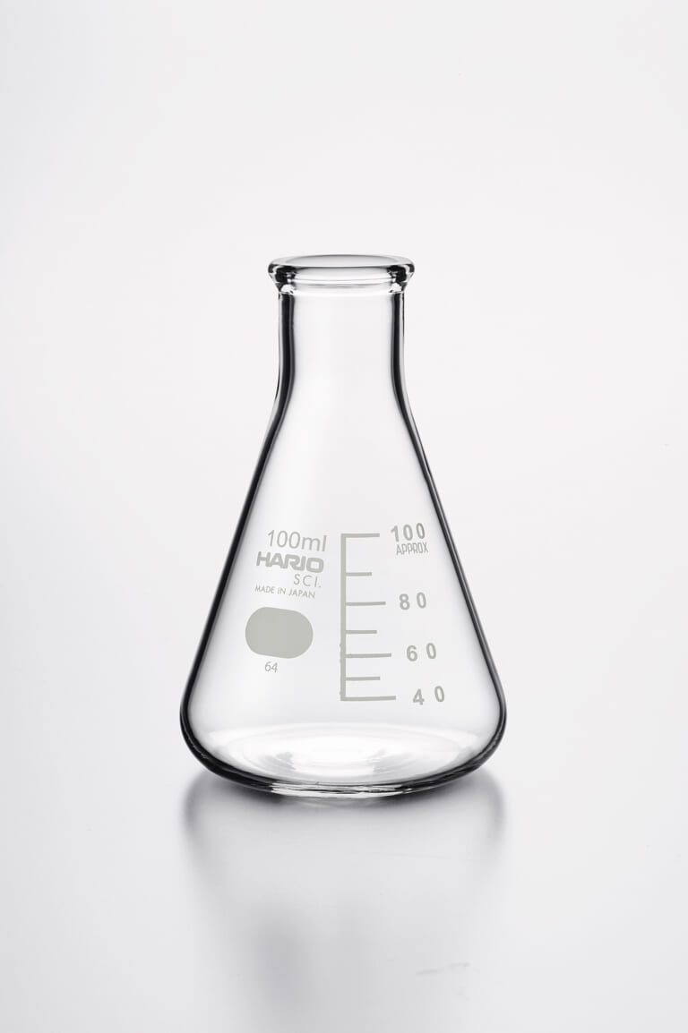 Erlenmeyer flask, narrow mouth, in borosilicate glass