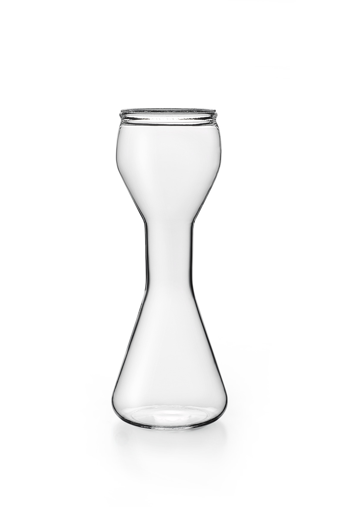 Erlenmeyer flask blank: the body already blown and annealed, neck not yet formed